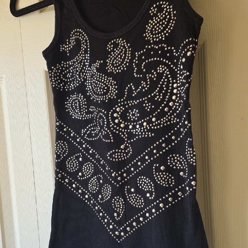 Almost Famous Black Embellished Tank Top